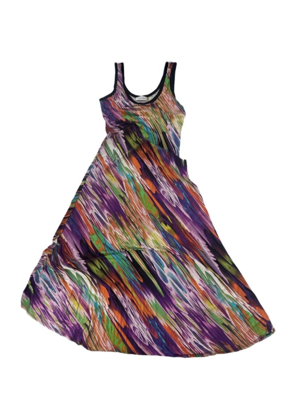 Calvin Klein Multicolor Watercolor Abstract Maxi Dress 8 Stretch Jersey Flowy - Picture 4 of 7